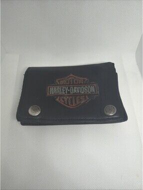 Vintage Harley-Davidson Leather Trifold Wallet – Made in USA – Bar & Shield